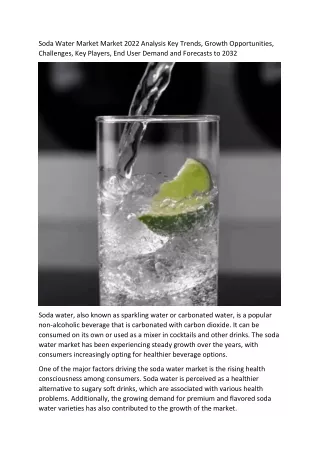 soda water market market 2022 analysis key trends