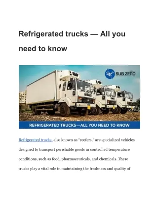Refrigerated trucks — All you need to know