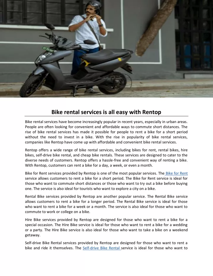 bike rental services is all easy with rentop