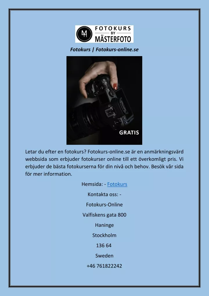 fotokurs fotokurs online se