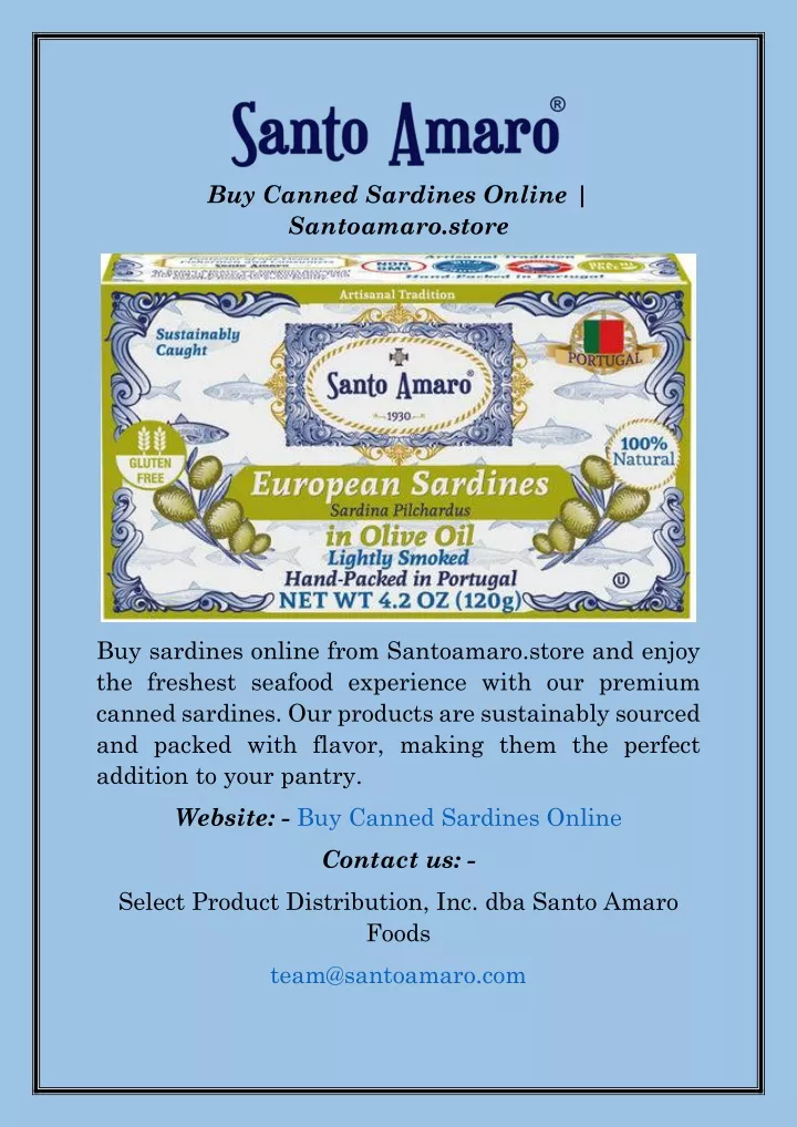 buy canned sardines online santoamaro store