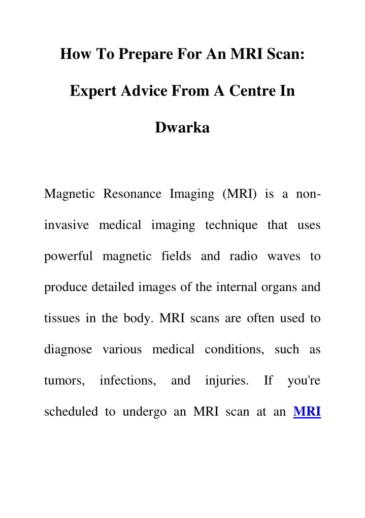 how to prepare for an mri scan