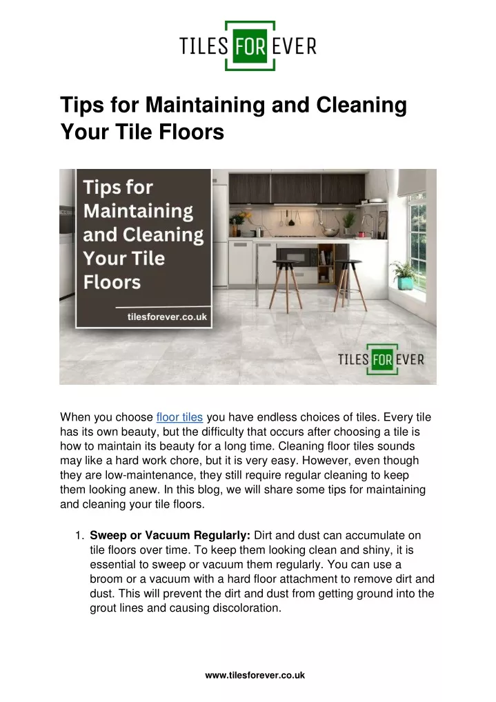 tips for maintaining and cleaning your tile floors