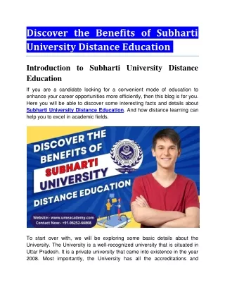 Discover the Benefits of Subharti University Distance Education