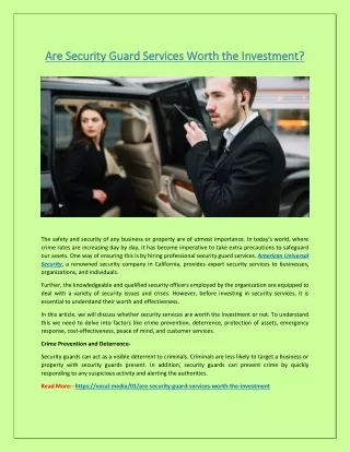 Are Security Guard Services Worth the Investment?