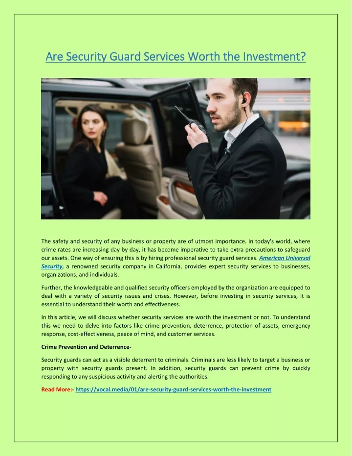 are security guard services worth the investment