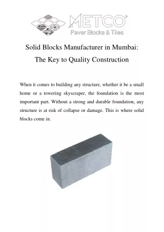 Solid Blocks Manufacturer in Mumbai Call-8484930580