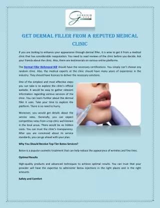 Get Dermal Filler From a Reputed Medical Clinic