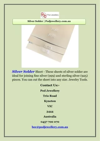 Silver Solder | Podjewellery.com.au