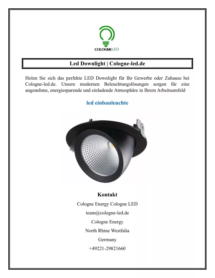 led downlight cologne led de