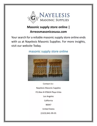 Masonic supply store online Arreosmasonicosusa.com