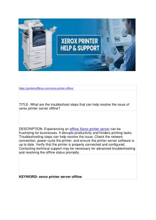 https printersofflines com xerox printer offline