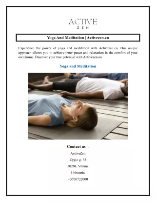Yoga And Meditation  Activezen.eu