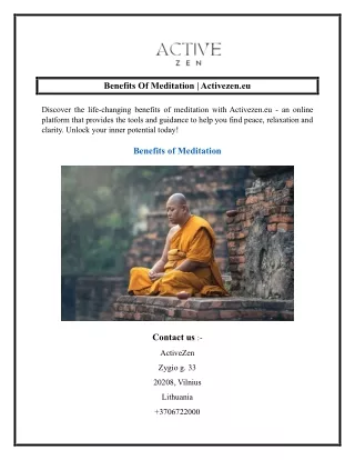 benefits of meditation activezen eu