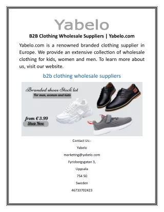 B2B Clothing Wholesale Suppliers  Yabelo.com