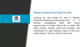 Roatan Honduras Real Estate for Sale Roatanhousesforsale