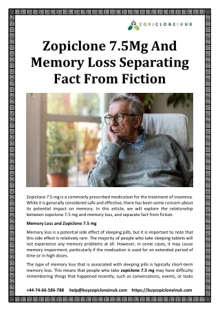 Zopiclone 7.5mg And Memory Loss Separating Fact From Fiction