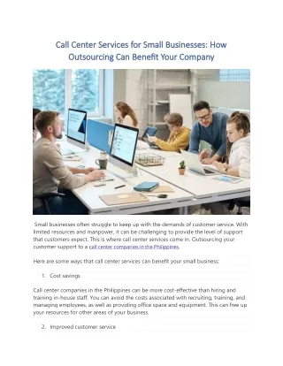 Call Center Services for Small Businesses How Outsourcing Can Benefit Your Company