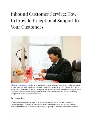 Inbound Customer Service How to Provide Exceptional Support to Your Customers