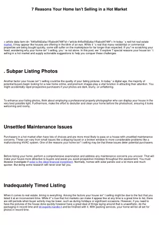 7 Reasons Your Home Isn't Selling in a Hot Market