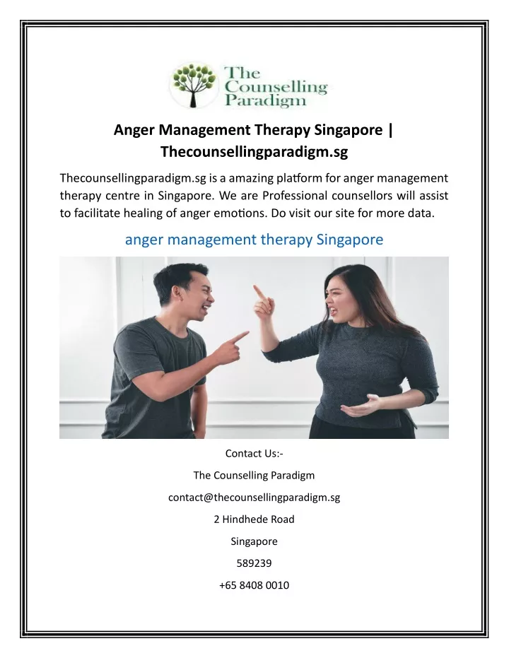 anger management therapy singapore