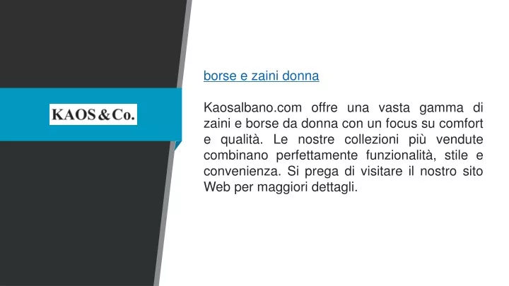 borse e zaini donna kaosalbano com offre