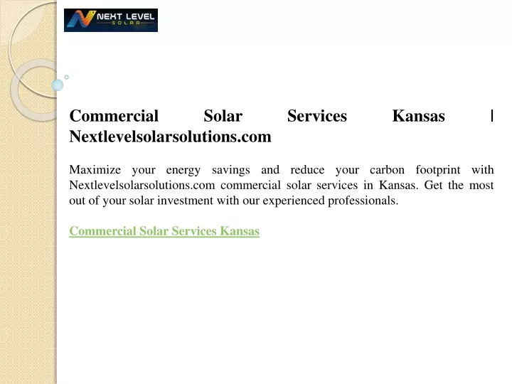 commercial solar services kansas