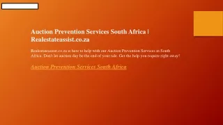 Auction Prevention Services South Africa Realestateassist.co.za