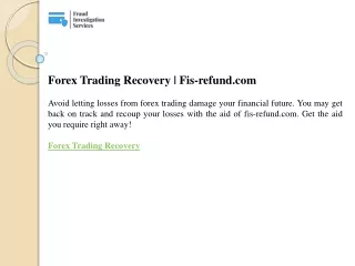 forex trading recovery fis refund com avoid