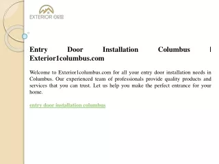 Entry Door Installation Columbus  Exterior1columbus.com