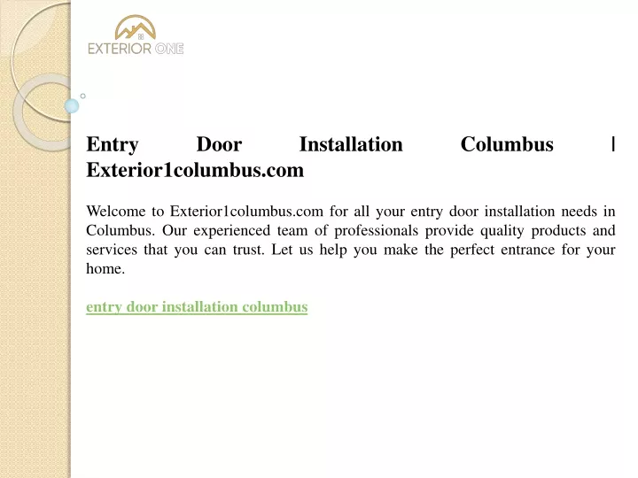 entry door installation columbus