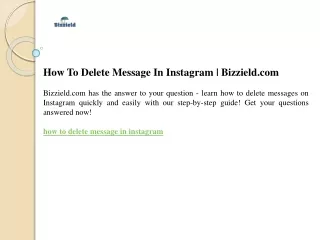 How To Delete Message In Instagram  Bizzield.com