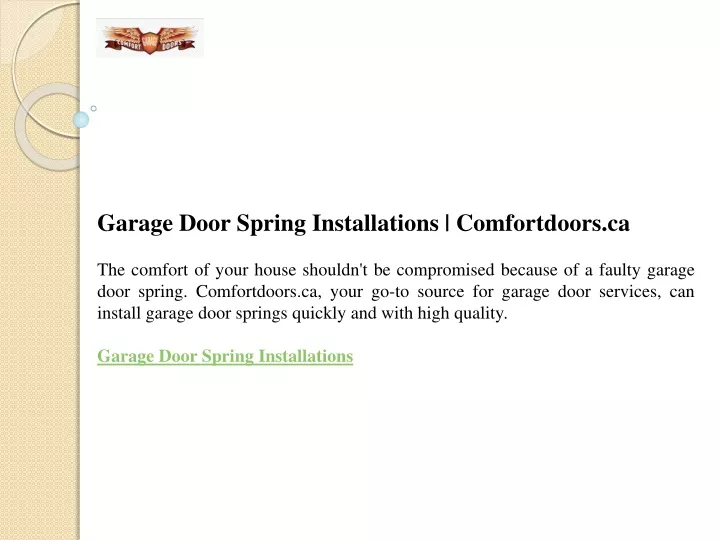 garage door spring installations comfortdoors