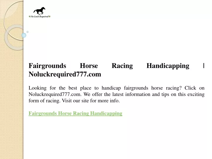 fairgrounds horse racing handicapping