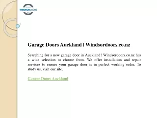Garage Doors Auckland  Windsordoors.co.nz