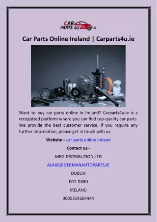 Car Parts Online Ireland  Carparts4u.ie