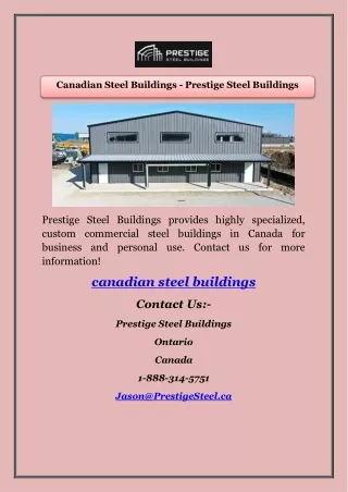 Canadian Steel Buildings - Prestige Steel Buildings