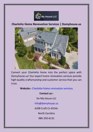 Charlotte Home Renovation Services  Domyhouse.us