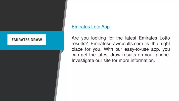 emirates loto app are you looking for the latest