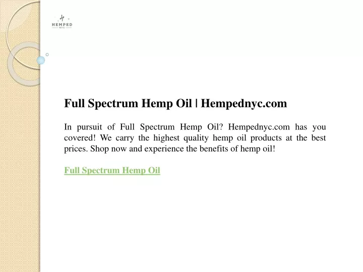 full spectrum hemp oil hempednyc com in pursuit