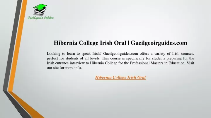 hibernia college irish oral gaeilgeoirguides