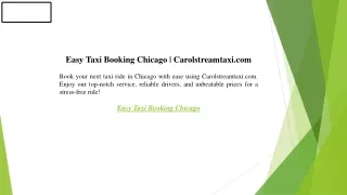 Easy Taxi Booking Chicago  Carolstreamtaxi.com
