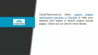 Search Engine Optimization Services In Canada Cloud7itservices.ca
