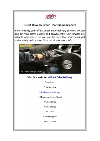 Direct Drive Delivery  Ponysameday.com