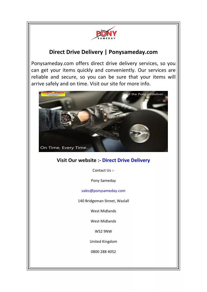 direct drive delivery ponysameday com