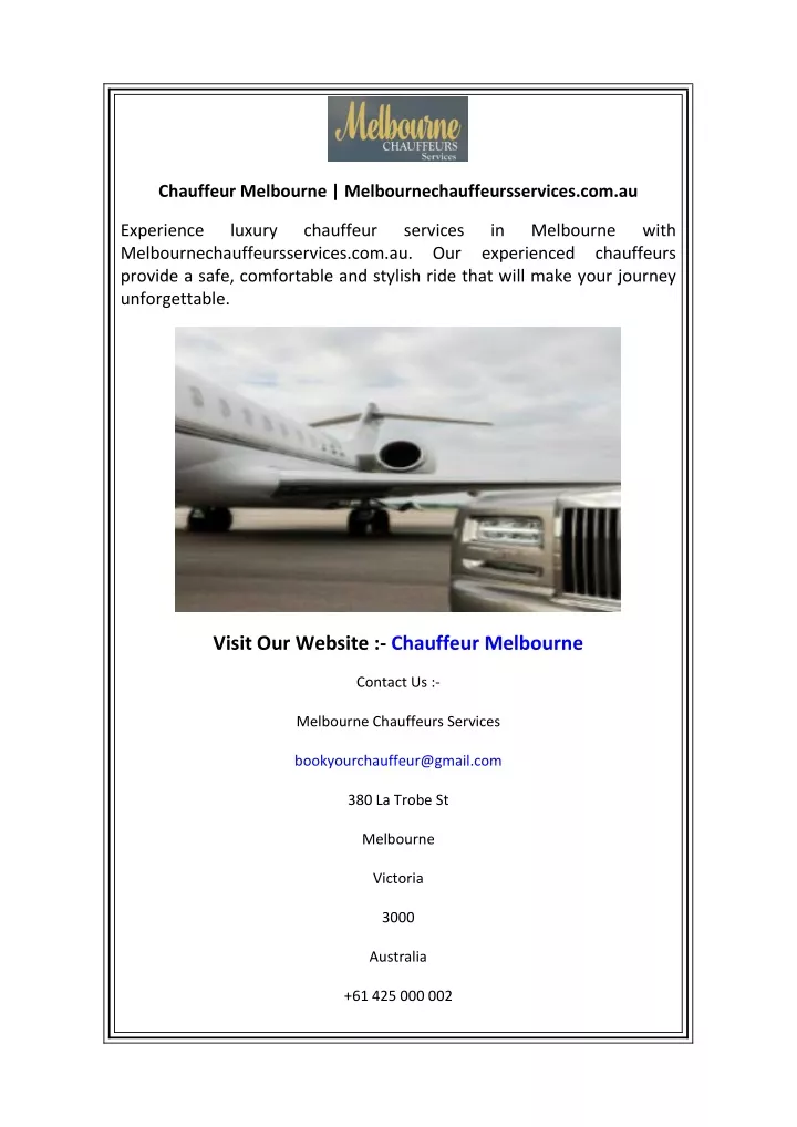 chauffeur melbourne melbournechauffeursservices