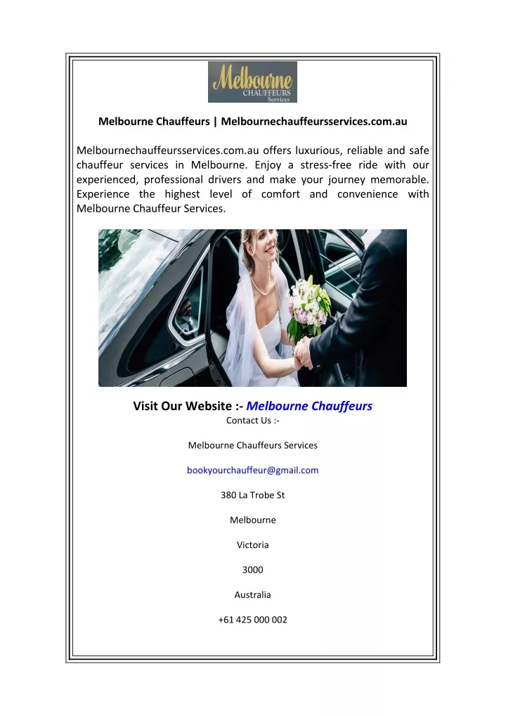 melbourne chauffeurs melbournechauffeursservices