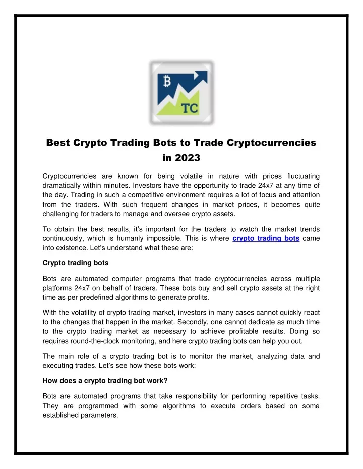 best crypto trading bots to trade