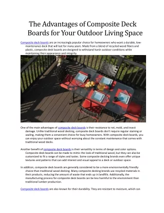 The Advantages of Composite Deck Boards for Your Outdoor Living Space