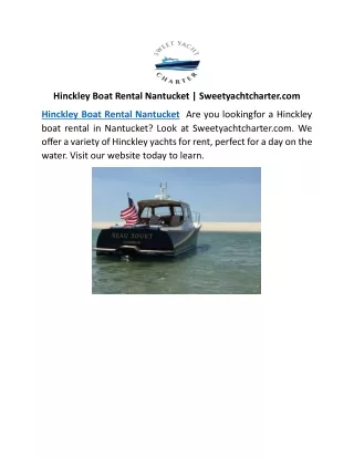 Hinckley Boat Rental Nantucket | Sweetyachtcharter.com